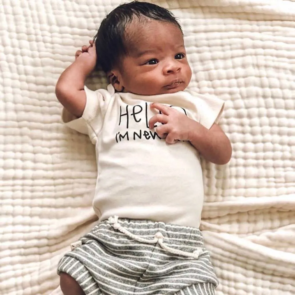 Tenth & Pine Hello I'm New Here Organic Cotton Onesie