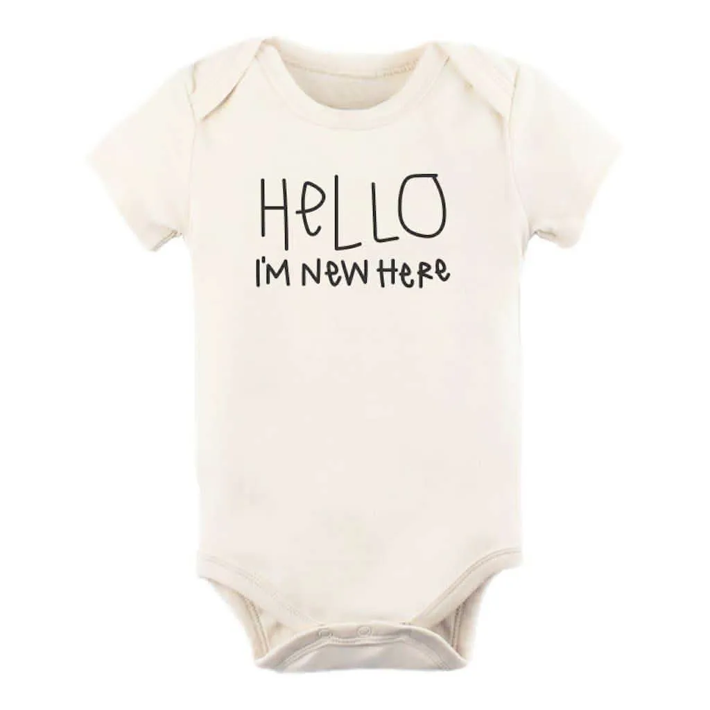 Tenth & Pine Hello I'm New Here Organic Cotton Onesie