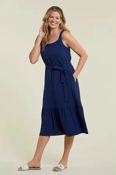TR7705o Lined Dress W/Sash And Pockets