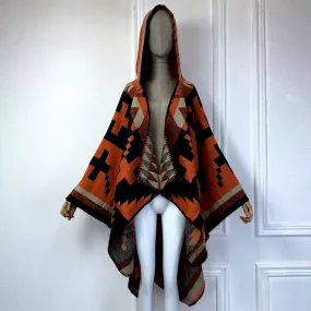 Tribal Chic Hooded Wool Short Kimono