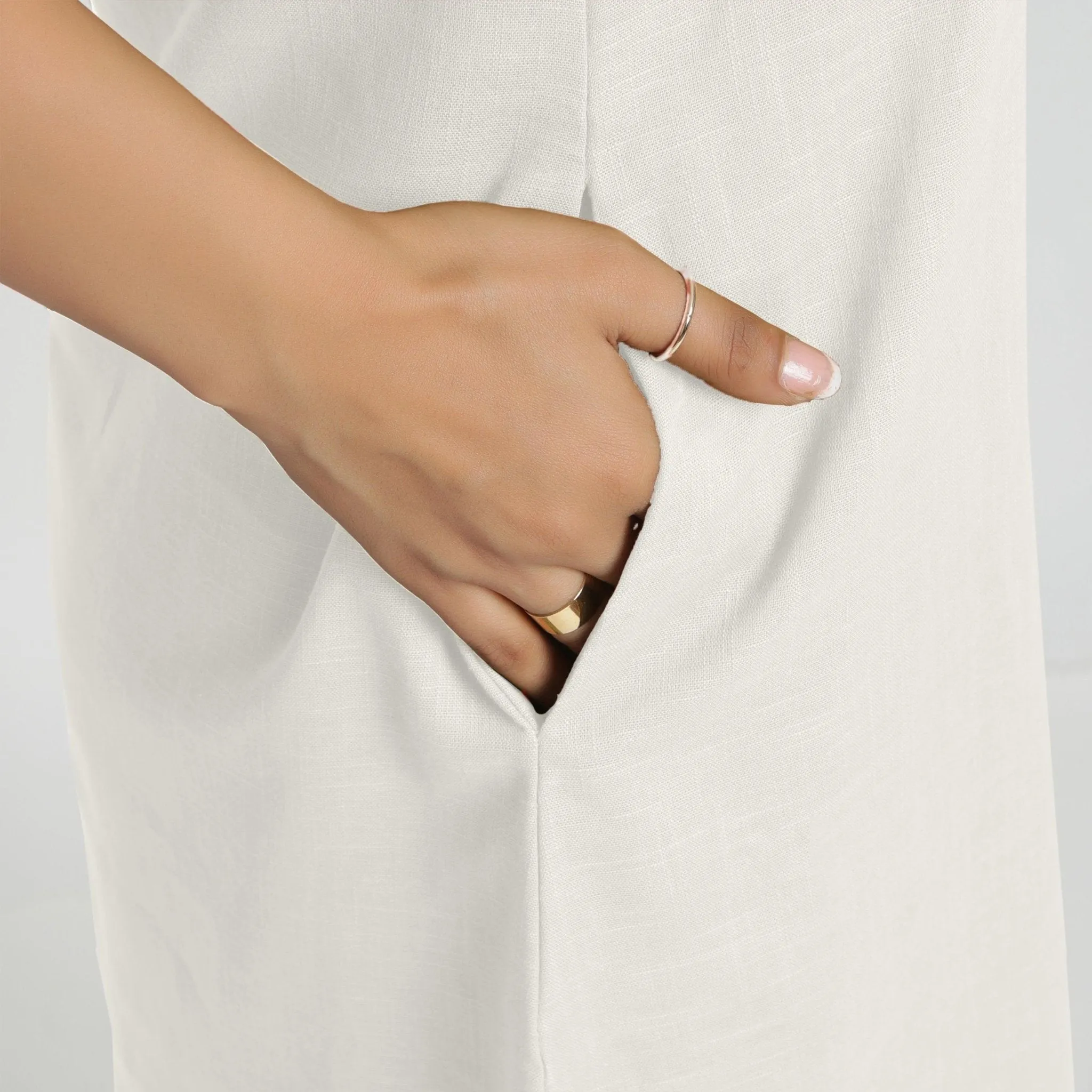 White Knee Length 100% Cotton Criss-Cross Dress