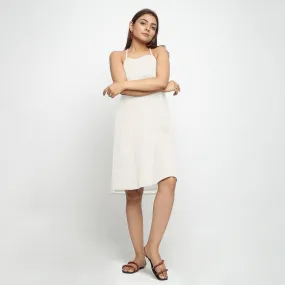 White Knee Length 100% Cotton Criss-Cross Dress